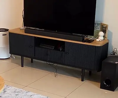 Modern Black Wood TV Stand / Entertainment Unit with Table