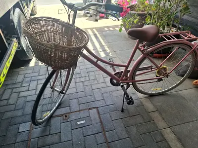 Used Pink Ladies City Bike with Front Wicker Basket - Good Condition