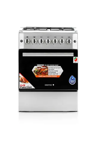 60*60 Cm Cooking Range, 4 Gas Euro Pool Type Burners  3mm Flat Burner Caps, Double Knobs Control Ov
