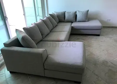 Excellent condition The One Kingston Sectional Ushape Sofa light gray