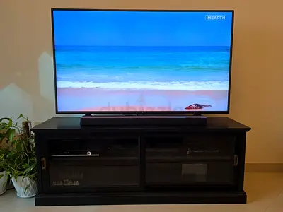 65 UHD LG TV with IKEA TV Cabinet