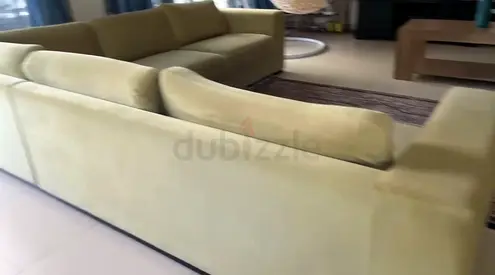Light Green L-Shaped 4-Seater Sofa - Good Condition