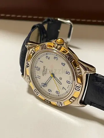 Two-tone Quartz Mens Wristwatch with Leather Strap