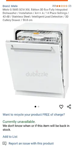 Miele dishwasher 5685scvi xxl