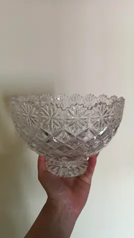 Vintage Heavy Crystal Glass Bowl with Bohemian Design