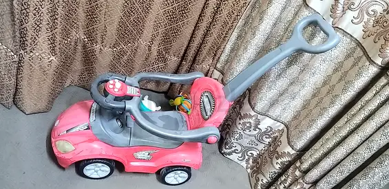 Pink Push Ride-On Car with Parental Handle - Good Condition