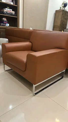 WALTER KNOLL Morgan 465 Armchair in brown genuine Italian leather designer luxury H80 W83 D80cm