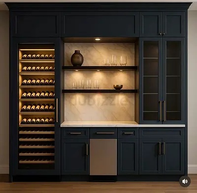 Custom Built-in Home Bar with Wine Storage and Glass Display