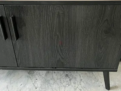 Black Wooden Sideboard / Storage Cabinet - Good Condition 200 cm