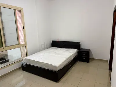 Double bed with mattress and matching bedside table - good condition