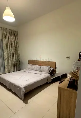 Double bed with headboard, matching nightstand and dresser - light oak finish