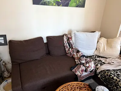 Brown 3-Seater Fabric Sofa -Bed