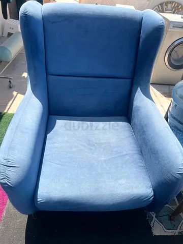 Comfortable Blue Upholstered Accent Armchair - Good Used Condition