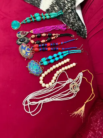 Collection of 9 Assorted Womens Necklaces and Pendants — Beaded, Pearl  Ethnic Styles