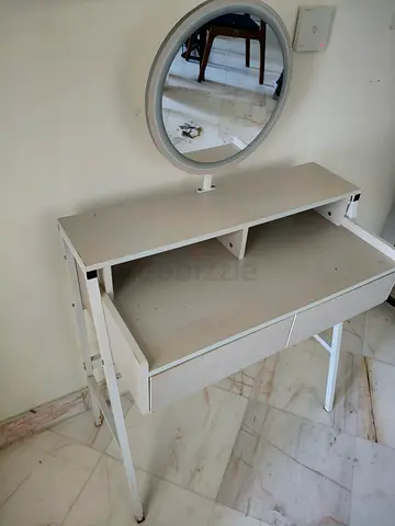 White Folding Dressing Table / Vanity with Mirror