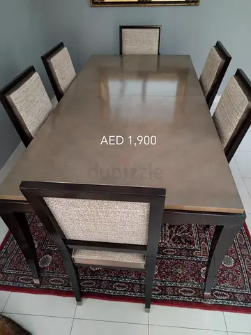 Solid Wood 6-Seater Extendable Dining Table with Upholstered Chairs - Excellent Condition