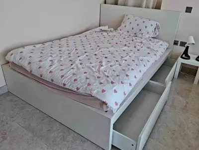 Ikea double bed size  140×200 with mettres available in perfect condition