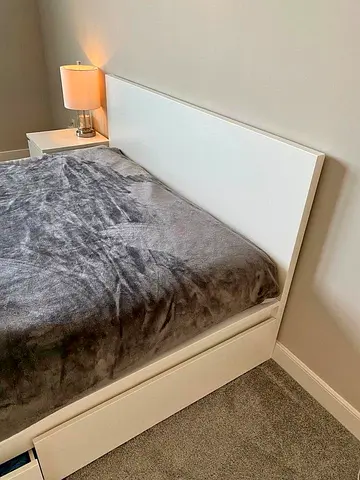 IKEA Malm Queen size bed frame with mattress.