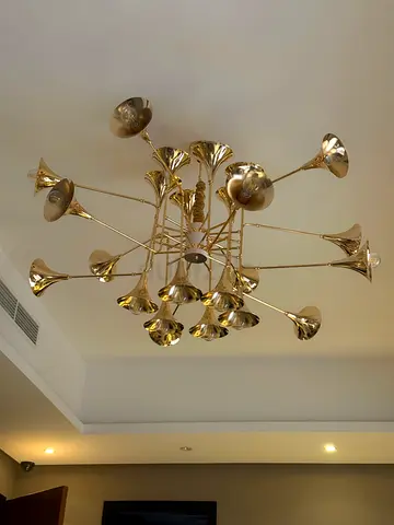 Modern Gold Multi-Arm Ceiling Chandelier - Decorative Light Fixture trumpet style