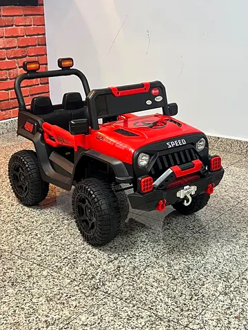 Red Electric Ride-On Jeep for Kids — 2-Seater with Remote Control