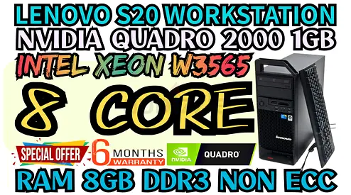 LENOVO S20 WORKSTATION RAM DDR3 8GB W3565 INTEL XEON NVIDIA QUADRO 2000 1GB DDR5