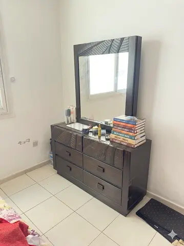 Wooden 6-Drawer Dresser with Large Mirror — Dark Finish