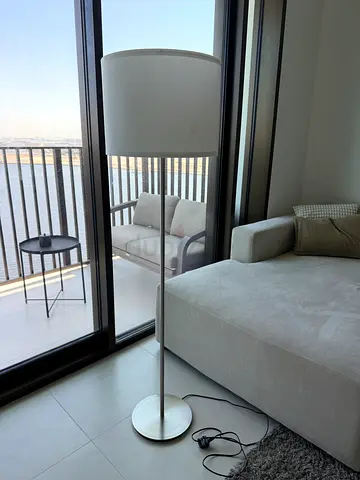 Simple white floor lamp with Govee Smart Bulb (color changing)