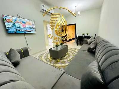 Furnished two-bedroom apartment with living room, Ajman Corniche, all bills included