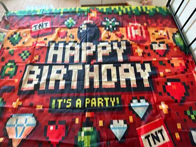Minecraft theme birthday backdrop
