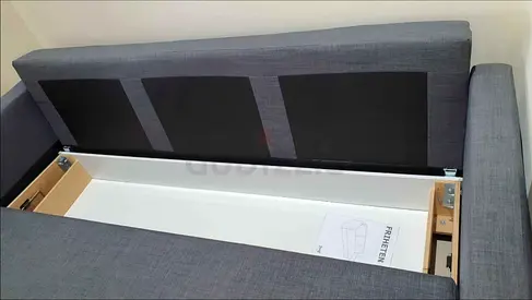 Grey fabric storage sofa bed - single/sofa with under-seat storage