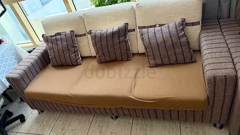 3-Seater Fabric Sofa with Cushions - Good Condition