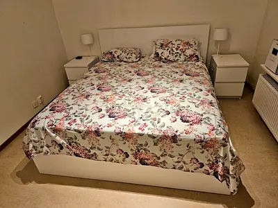 IKEA Malm Queen size bed frame with mattress.