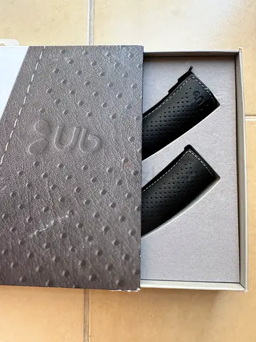 Pair of Black Leather Straps (Replacement) in Box