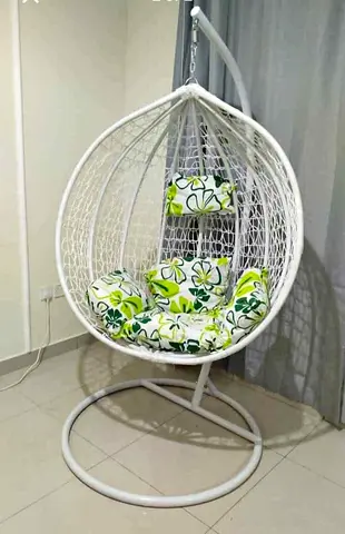 White Hanging Egg Chair with Stand brand new
