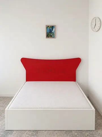 White queen bed frame with red headboard (good condition) + WITH MATRIX