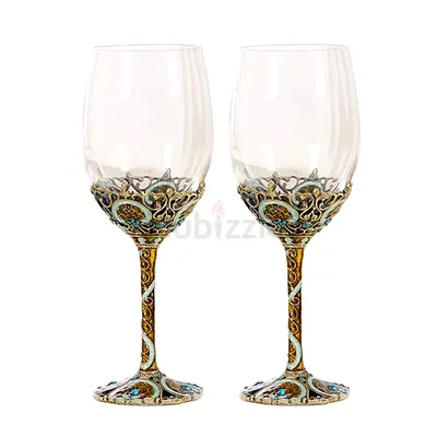 Chrome hearts Wine Glasses with Ornate Enamel Stems
