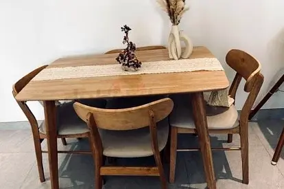 Ikea Wooden Dining Table with 4 Chairs - Light Oak Finish - Light weight