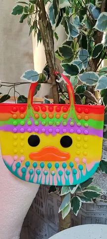 Colorful Duck Pop-It Silicone Tote Bag — Fun Kids Handbag