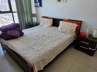 Dark Wood Double Bed with Matching Nightstands - 10 years old,