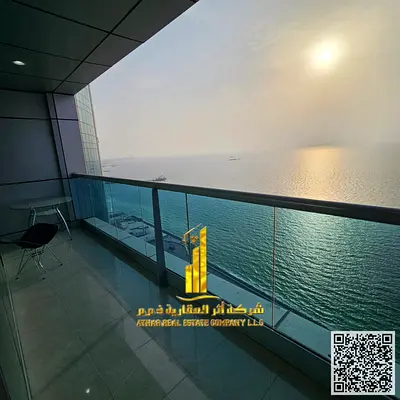 شقة ثلاثة غرفة وصالة وغرفة خادمة ( دوبلكس ) مفروشة فرش جديد للايجار الشهرى بعجمان - الكورنيش - ابراج الريزيدنس