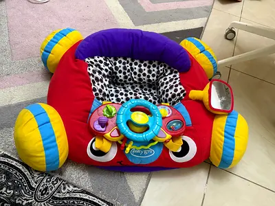 Plush Infant Floor Seat with Activity Steering Wheel and Mirror - Good Condition