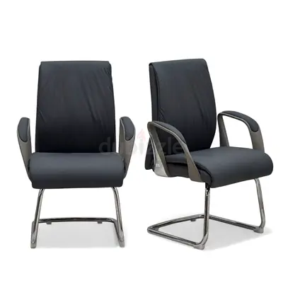 Ergonomic Leather Visitor Chair with Cantilever Chrome Base