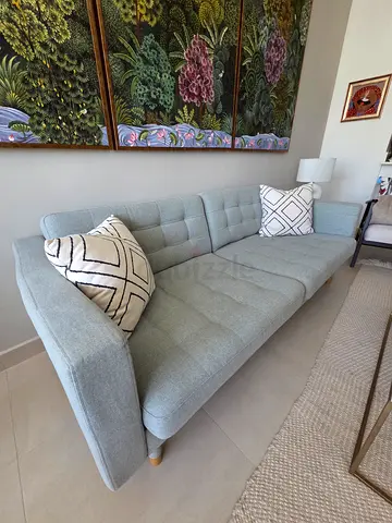Light grey/green 3-seater sofa — good condition