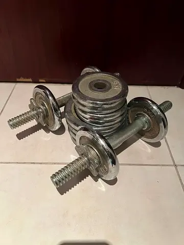 Adjustable Chrome Dumbbell Set with Plates and Spin-Lock Collars