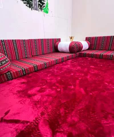 Traditional Majlis Sofa Set with Red Carpet