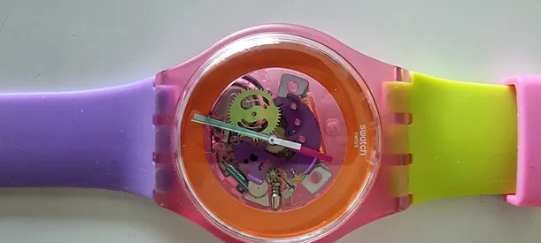 Womens Colorful  Swatch Watch with Case