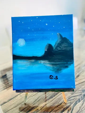 Original Small Seascape Painting on Canvas (Signed SS)