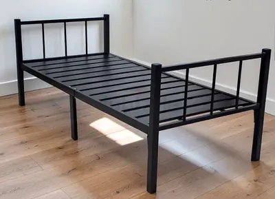 Single Black Metal Bed Frame - Sturdy Slatted Base (Single/Twin)
