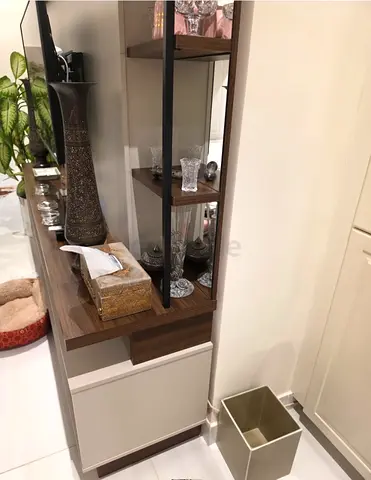 Wood  White Entertainment TV Unit with Shelves - Good Condition with TV