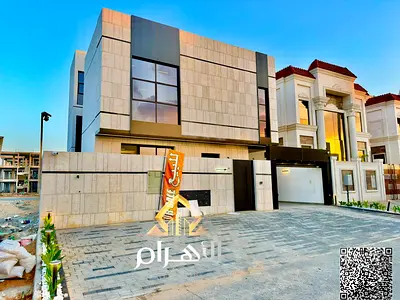 Luxury villa for sale in Al Yasmin, Ajman | Ground floor + First floor + Roof | Central air conditi